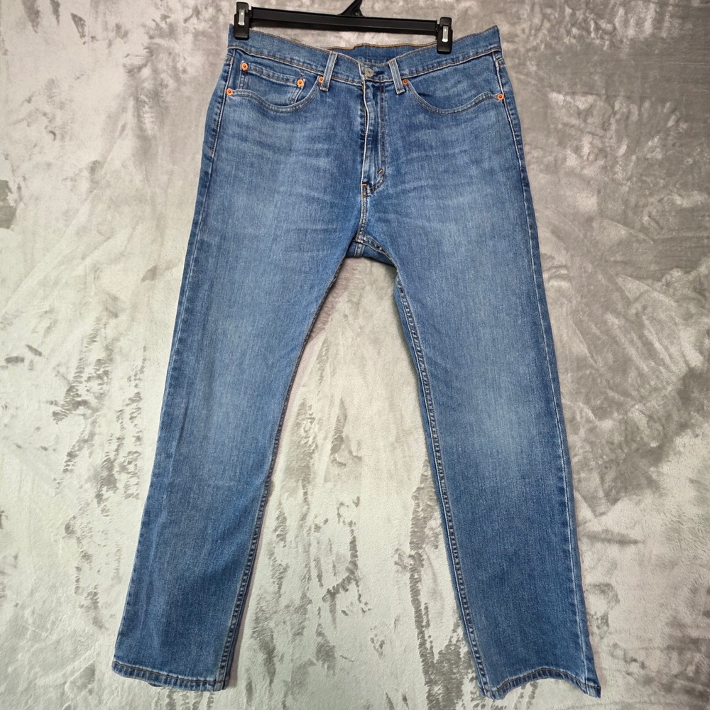 Levis 505 Regular Fit Straight Leg Blue Denim Jeans Mens 34x30 Medium Wash